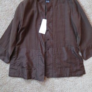 Eileen Fisher 100% Cotton Chinese Style Jacket Color=Cocoa Sz=XS Never worn